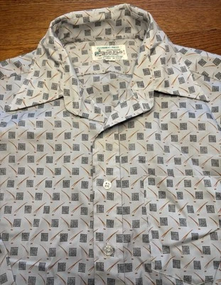Camisa Discoteca Kmart Perm Press Años 70 De Colección Talla L-XL Para Hombres Estampado Geométrico Delgado 15-33 Foto 1 de 4