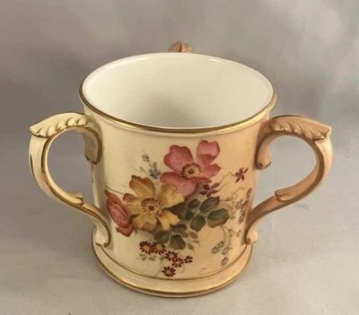 RARE! Antique Royal Worcester Blush Ivory FULL SIZE 3-Handled Loving Cup 5171 - Image 1 of 4