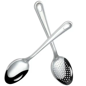 2 Pcs Dining Spoon Set Slotted Cooking Restaurant Kitchen Spoons - Imagen 1 de 12