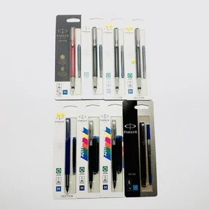 Parker Jotter & Vector Fountain & Ball Point Pens Lot Of 8 New & Sealed - Picture 1 of 1