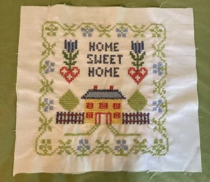 Cross Stitch Home Sweet Home Completed Unframed Design 9x9” - Picture 1 of 7