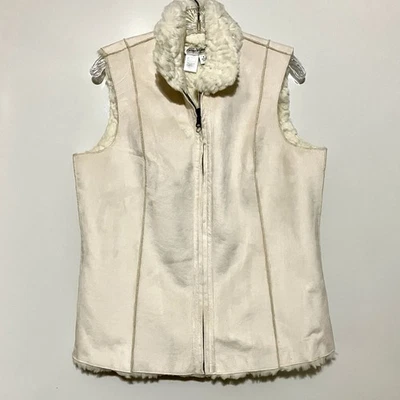 Chaleco Coldwater Creek de gamuza sintética para mujer S marfil forrado de piel sintética cremallera completa suave boho Foto 1 de 4