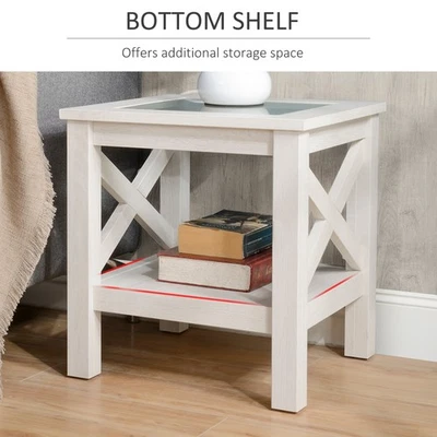 Coffee Table Side Table Bottom Shelf Offers Additional Storage Space - Image 1 of 4