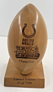 2006 2007 Super Bowl Indianapolis Colts Wood Football Grid Works LOW # 42/7500 - Picture 1 of 7