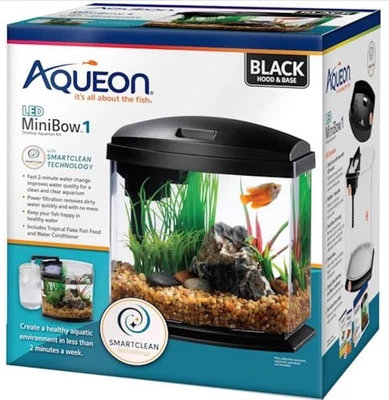 NUEVO AQUEON LED MiniBow 1 Negro Kit de Acuario de Escritorio con Tecnología Smartclean Foto 1 de 4