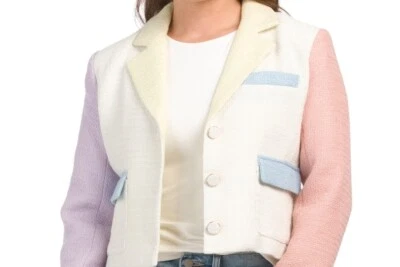 Blazer Multicolor Recortado Tweed Rosa Sin Fin.  Talla M Foto 1 de 4