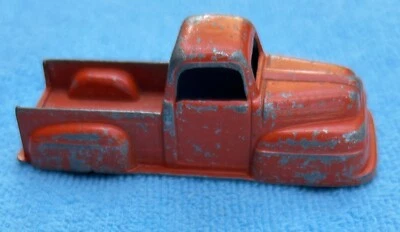 Tootsie Toy 1949 Ford F1 Pickup Truck Open Tailgate Diecast Metal Orange - Image 1 of 4