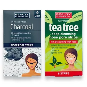 Nose Pore Strips Blackhead Removal Tea Tree Charcoal Deep Cleansing Unclog Pores - Picture 1 of 31