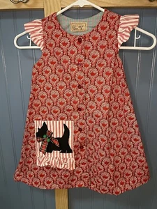 Farmhouse Country Holiday Christmas Tree Dress Girl Size 4 Wreath Dog Pics Retro - Picture 1 of 9