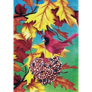 CARDINAL HEART SUET 12.5" X 18" GARDEN FLAG 11-3406-133 RAIN OR SHINE FALL - Picture 1 of 2