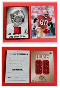 JOE MONTANA GAME USED JERSEY CARD #40/45+ JERRY RICE 2 SIDED JERSEY CARD 49ers - Picture 1 of 8