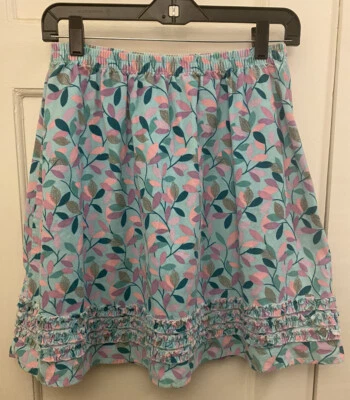 L.L. Bean девочек юбка размер 16 цветочный вельвет оборки бирюзовый розовый фиолетовый - Изображение 1 из 4