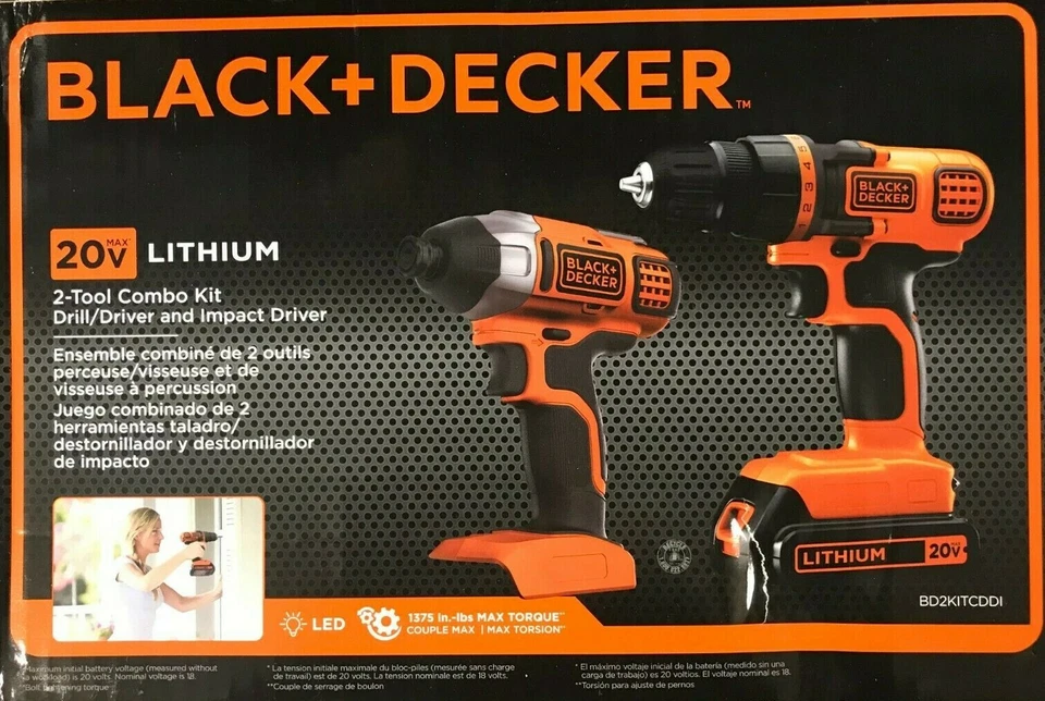 BLACK+DECKER - BD2KITCDDI - 20V MAX* Drill/Driver + Impact - Combo Kit - Image 1 of 4