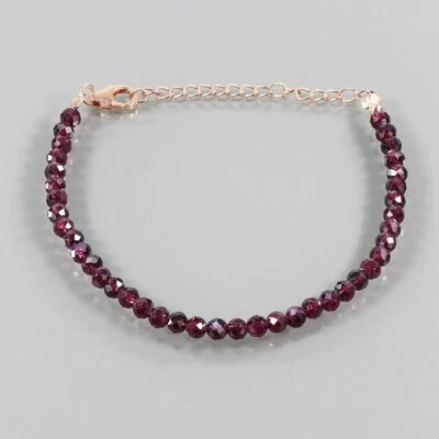Pulsera hecha a mano con cuentas de piedras preciosas rondelle facetadas granate rojo natural de 3-4 mm 6-8" Foto 1 de 4