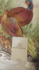 Spode Woodland Tablecloth 70” Round Pheasants Thanksgiving New - Picture 1 of 3