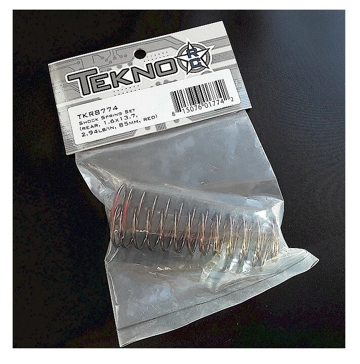 Tekno RC TKR8774 LF Shock Spring Set Rear 1.6×13.7, 2.94lb/in, 85mm, Red - Image 1 of 1