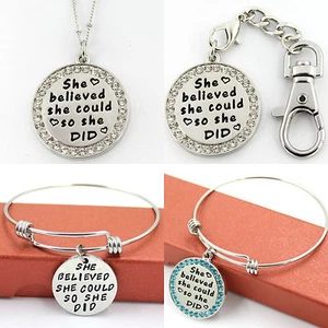 She Believed She Could So She Did - Necklace Bracelet Keyring - Picture 1 of 10