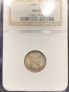 1906 Barber Dime, NGC MS65 - Picture 1 of 3