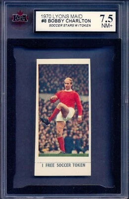 1970-71 Lyons Maid #8 Bobby Charlton Manchester United estrellas de fútbol KSA 7,5 casi nuevo + Foto 1 de 2