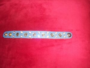 king star blue leather bracelet multi color stone