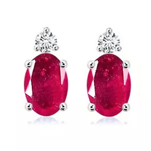 14KT Gold 2.08Ct 100% Natural Burmese Red Ruby IGI Certified Diamond Studs - Picture 1 of 1
