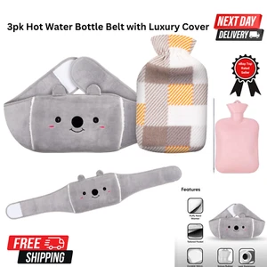 3pc Hot Water Bottle Warm Plush Pouch Waist Belt Universal Warm Bag Cover Winter - Picture 1 of 3