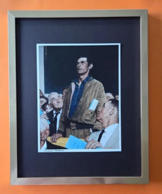 Impresión vintage firmada por Norman Rockwell de los años 70, montada y enmarcada, arte americano. Foto 1 de 3
