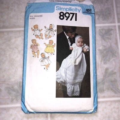 Vintage 1979 Simplicity Pattern 8971 Infant/Baby Newborn Christening Gown Romper - Image 1 of 3