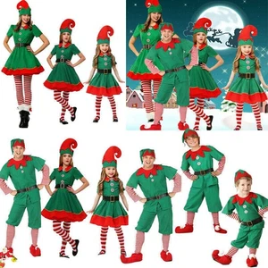 Elf Costume Family Womes Mens Kids Christmas Dress Santas Cosplay Xmas Outfits ~ - Picture 1 of 16