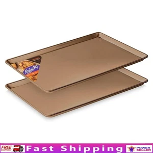 Juego de 2 bandejas para hornear antiadherentes extra grandes de alta resistencia aptas para horno EE. UU. - Imagen 1 de 8