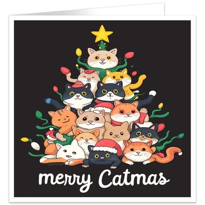 ITSPERFECTFOR® Cat Christmas Card – Cute Festive Greeting for Cat Lovers - Friends & Family