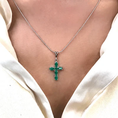 Colgante de esmeralda de Zambia natural de oro de 14k 100 % genuino cadena de esmeralda de 16 pulgadas C72 Foto 1 de 2