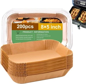 "200pcs Rectangle Air Fryer Liners for Chefman Dual & COSORI 9Qt Baskets" - Picture 1 of 4