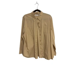 Chico's, Long Sleeve Beige Collared Button Down, Women's Size 2 - Picture 1 of 5