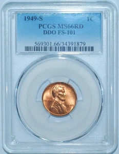 1949 S PCGS MS66RD Red FS-101 DDO Doubled Die Obverse Lincoln Wheat Cent - Picture 1 of 3