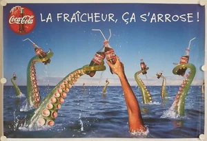 Poster COCA COLA LA FRAICHEUR, ES GIESST SICH! Ann.'90 - 119x80 cm - Bild 1 von 2