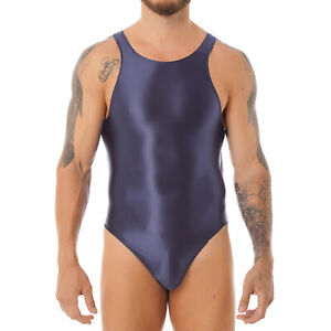 Men's Bodysuit Silk Elasticity One-piece Shapers Swim Leotard Backless Underwear