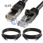 2x 15FT CAT6 Cable Ethernet Lan Network CAT 6 RJ45 Patch Cord Internet Black