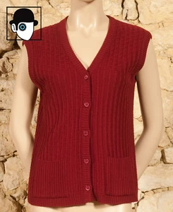VINTAGE 60s 'SOLFIN - PARIS' SLEEVELESS CARDIGAN UK 10/12 - US 6/8 - FR 38/40 - Picture 1 of 6