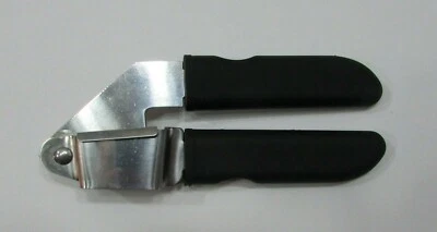 Vintage Heavy Stainless Steel Black Plastic Grip Handles Handheld Garlic Press - Image 1 of 4