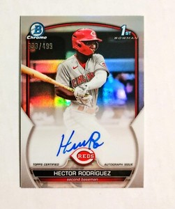 Hector Rodriguez 2023 1st Bowman Chrome AUTO Prospect REFRACTOR 393/499 Reds B4