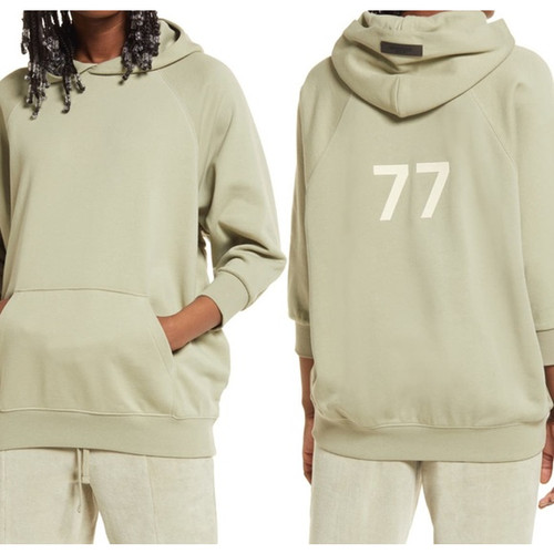 Felpa con cappuccio Fear of God NUOVA oversize verde Essentials 77 manica 3 4 French Terry XL
