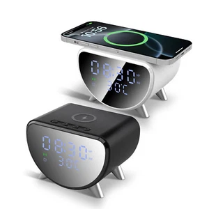 15W Alarm Clock Wireless Charger Dock With Temperature for iPhone 16 Samsung S25 - Picture 1 of 26