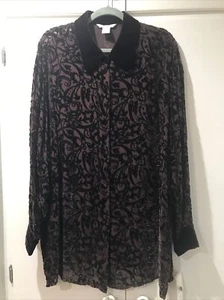 Annie Alexander Burned Velvet Shirt 2X Rayon/ Silk - Picture 1 of 9