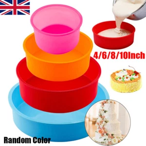 4/6/8/10inch Silicone Round Cake Pan Mould Tins Non-stick Baking Muffin Bakeware - Picture 1 of 11