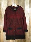 Miss Me Sweater Womens Small Dark Red Acrylic Knit Button Snap Hooded Coatigan