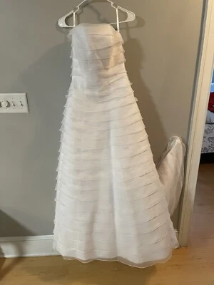 Vestido de novia Da Vinci para mujer 10 blanco con volantes en capas de tul sin tirantes cremallera trasera Foto 1 de 4