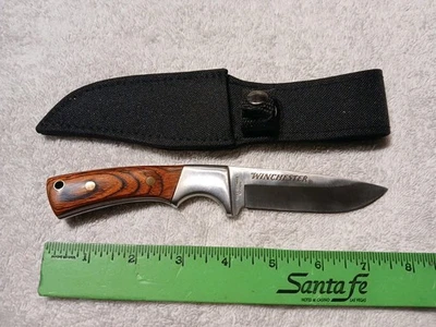 Winchester Rich Grain Wood Fixed Blade Full Tang Hunter Skinner Knife and Sheath - Image 1 of 4
