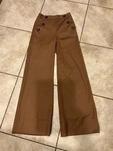 Pantalones informales Diane Von Furstenberg talla 4 cintura alta pierna ancha holgados marrón  - Imagen 1 de 5