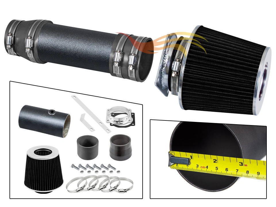 Sistema de admisión de aire Ram corta RW GRIS + filtro Ford Windstar 1996-1998 3,8 L V6 Foto 1 de 2